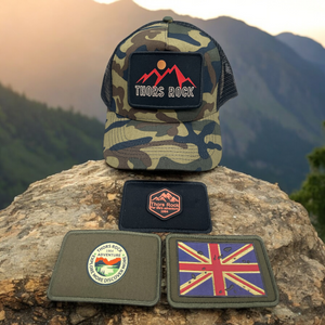 CAMOUFLAGE SNAPBACK HAT WITH PATCHES