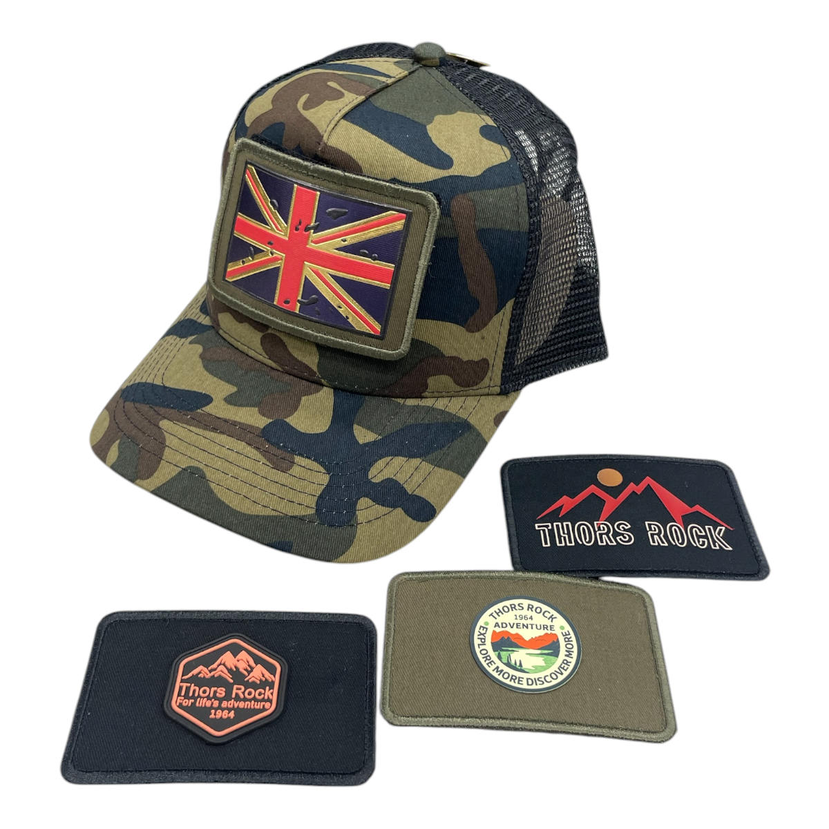 CAMOUFLAGE SNAPBACK HATWITH PATCHES