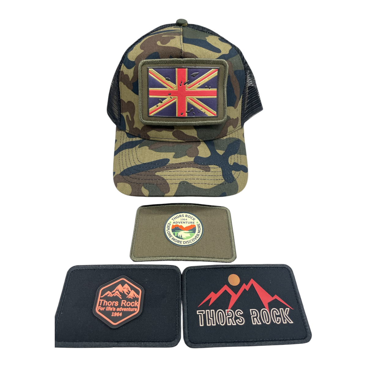 CAMOUFLAGE SNAPBACK HATWITH PATCHES