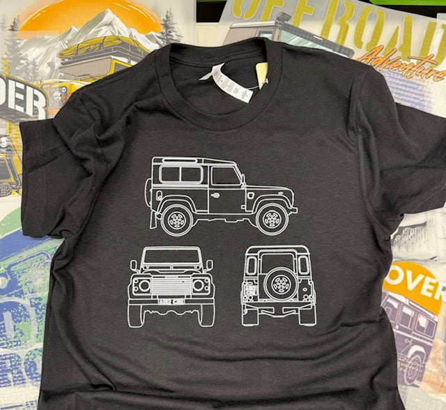 Black t-shirt with LANDROVEER GRAPHICS