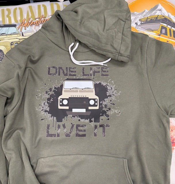 GREEN HOODIE ,ONE LIFE LIVE IT LOGO