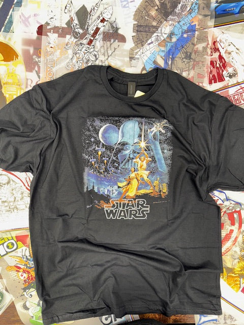 STAR WARS CLASSIC DESIGN BLACK T SHIRT ADULT
