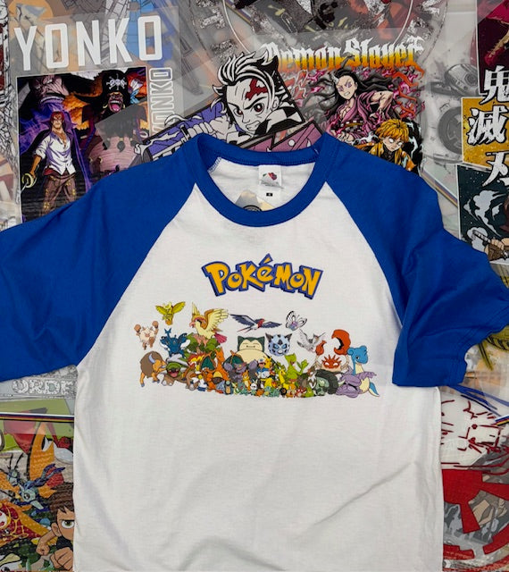 BLUE AD WHITE POKEMON T SHIRT