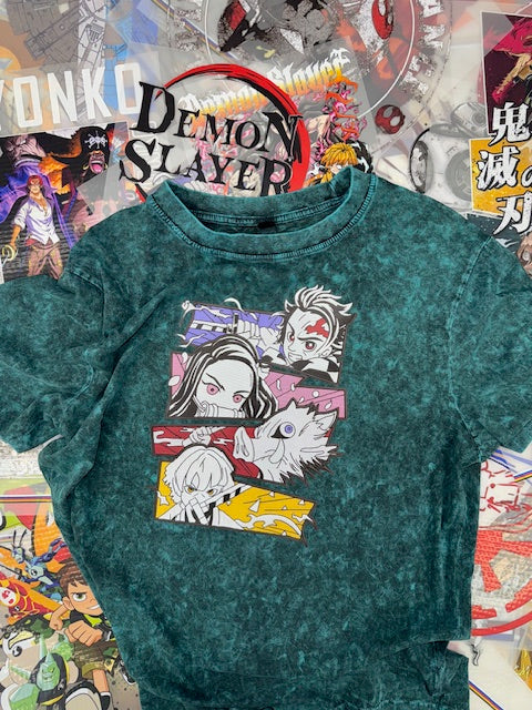 DEMON SLAYER ACID DYED GREEN T SHIRT