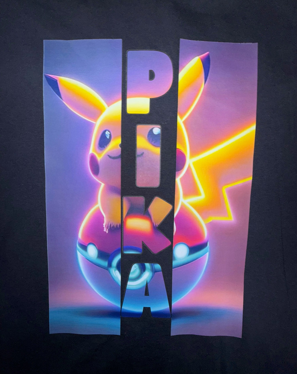 POKEMON PIKA PIKACHU BLACK T SHIRT