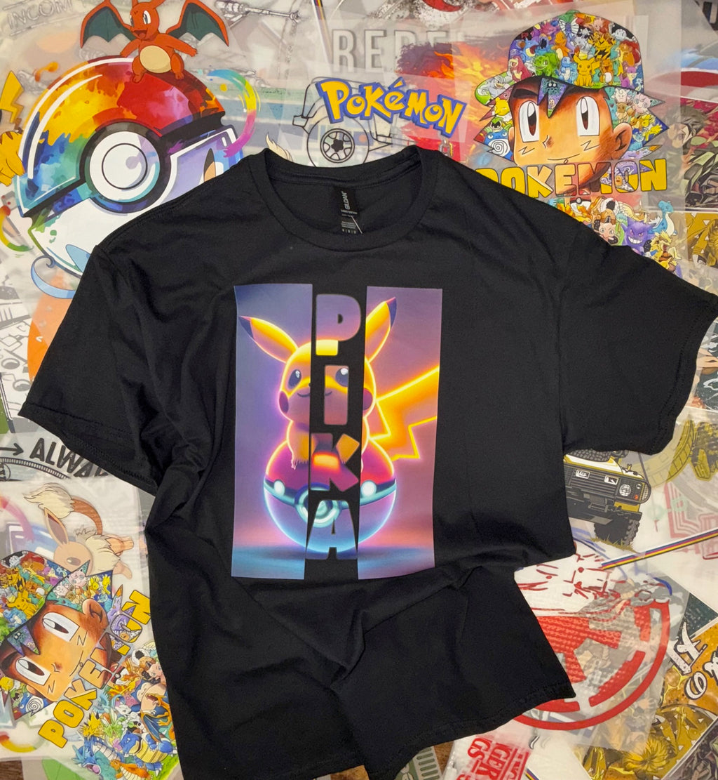 POKEMON PIKA PIKACHU BLACK T SHIRT