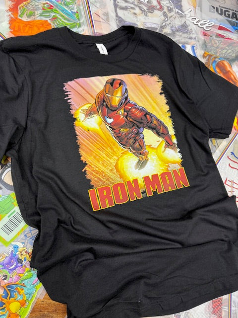 IRONMAN COMIC BOOK STYLE BLACK T SHIRT
