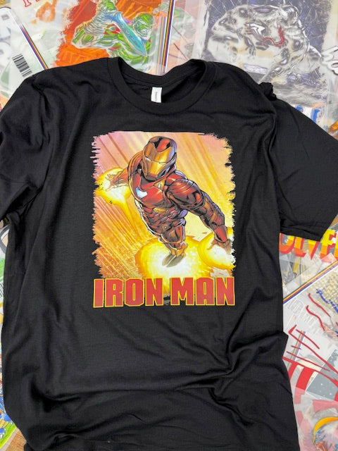 IRONMAN COMIC BOOK STYLE BLACK T SHIRT