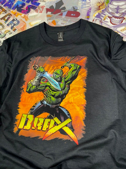 DRAX GUARDIANS OF THE GALAXY COMIC BOOK STYLE BLACK T SHIRT
