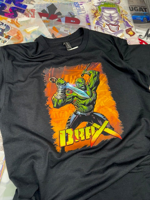 DRAX GUARDIANS OF THE GALAXY COMIC BOOK STYLE BLACK T SHIRT