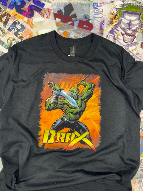 DRAX GUARDIANS OF THE GALAXY COMIC BOOK STYLE BLACK T SHIRT
