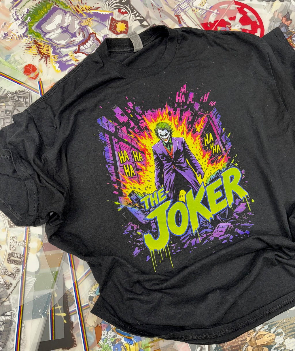 JOKER COMIC BOOK STLYE BLACK T SHIRT