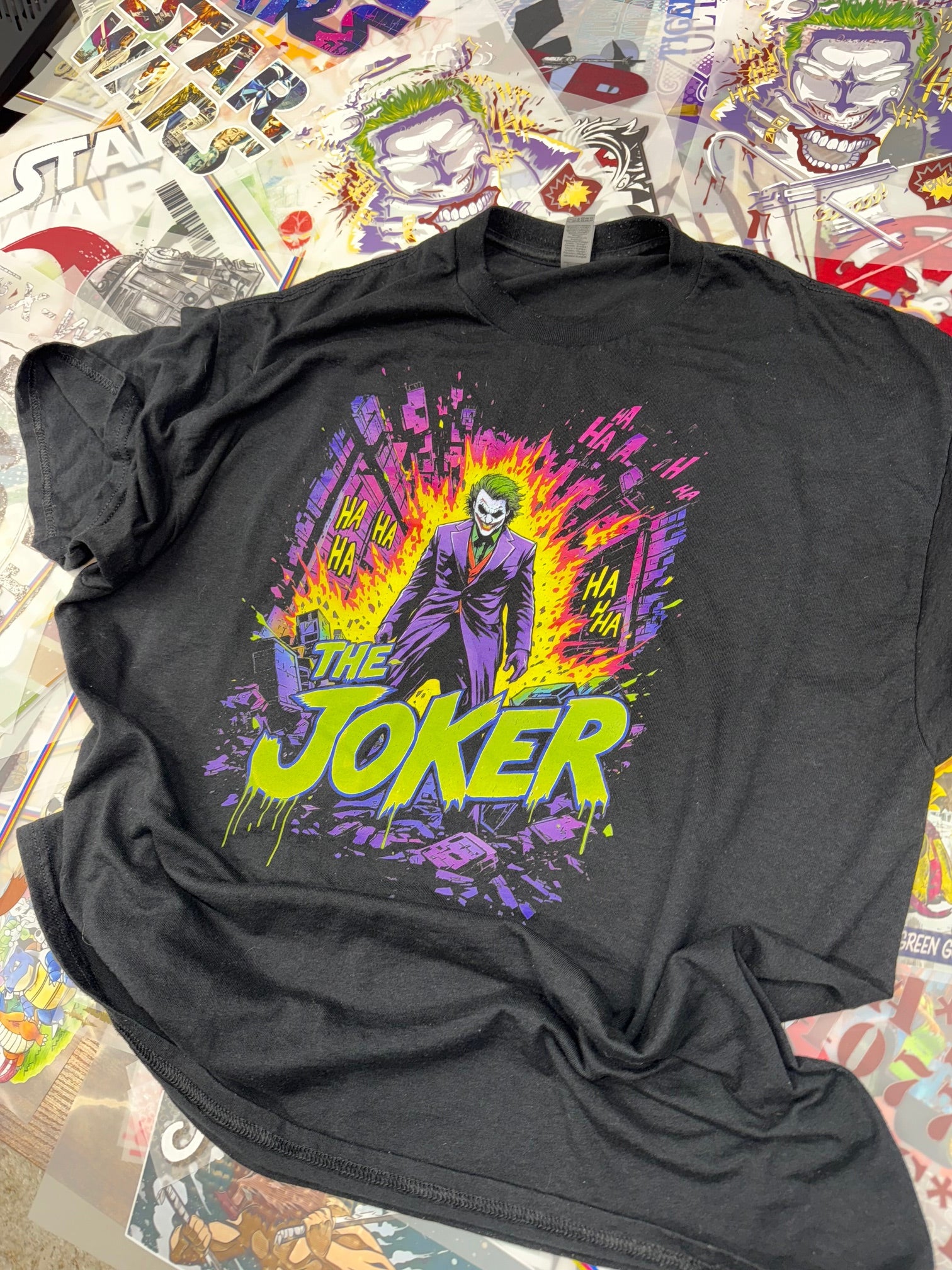 JOKER COMIC BOOK STLYE BLACK T SHIRT