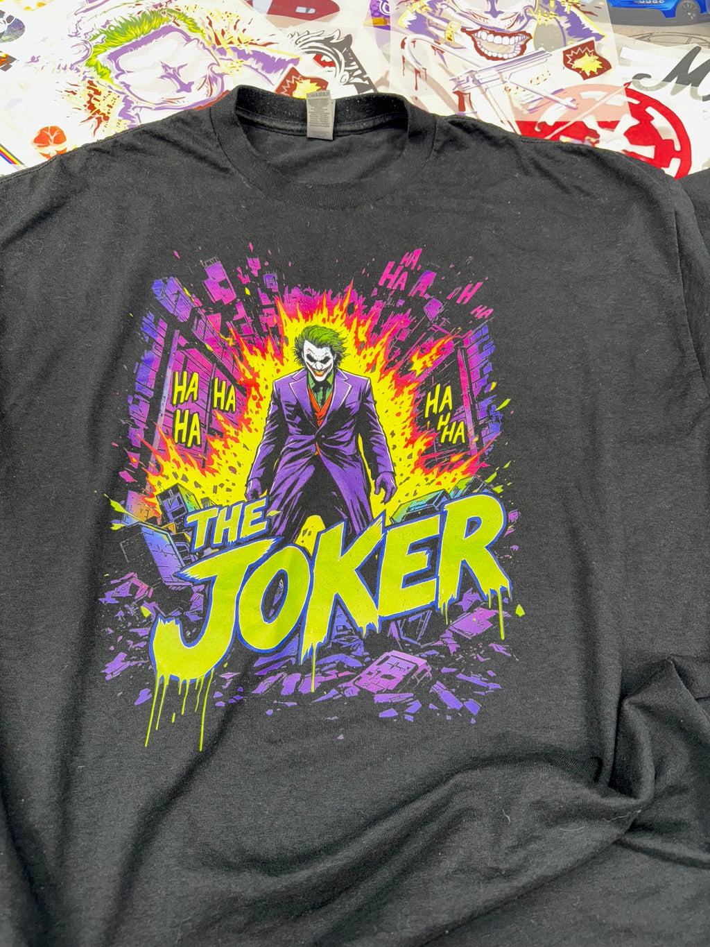 JOKER COMIC BOOK STLYE BLACK T SHIRT