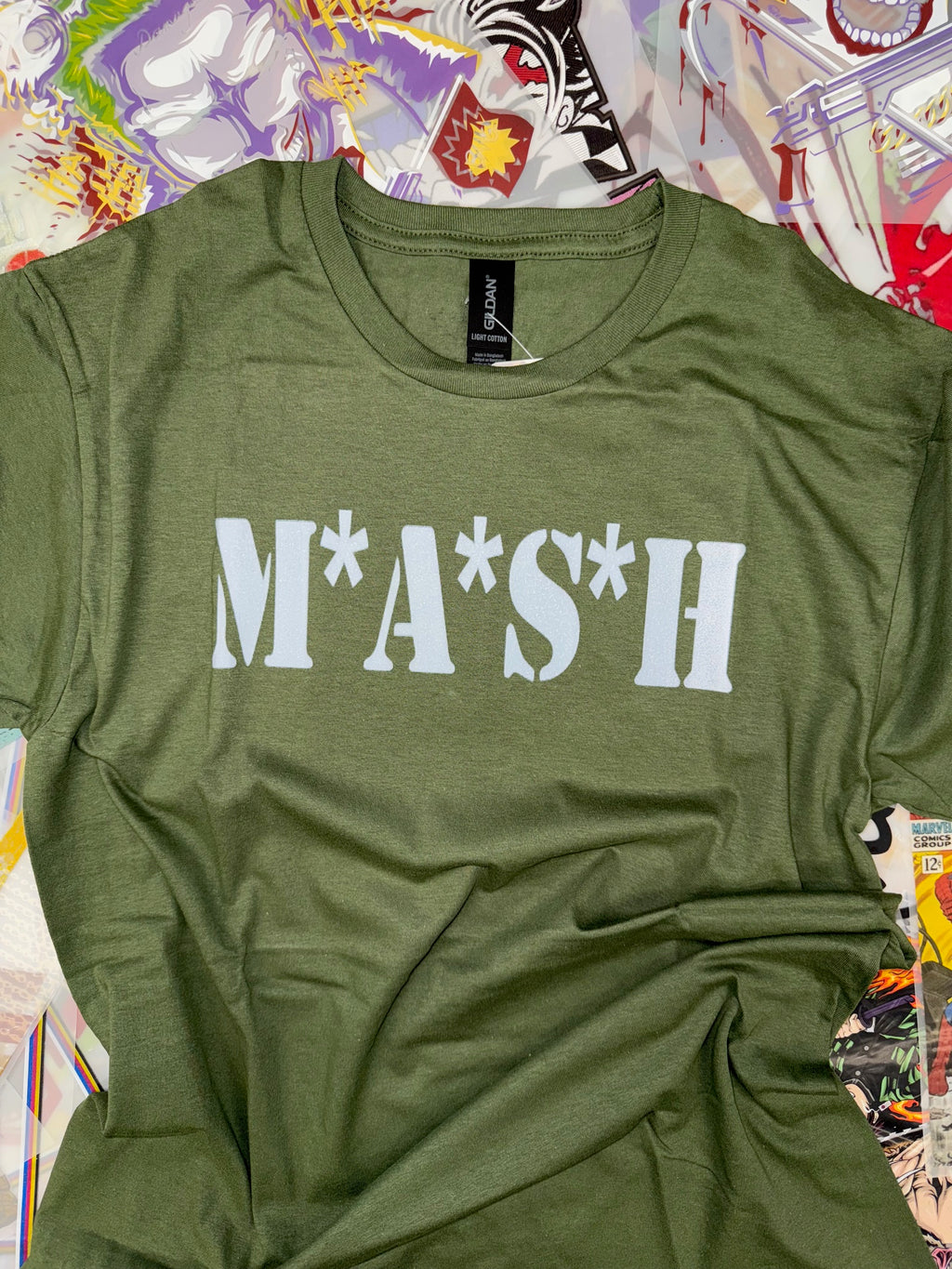 MASH  CLASSIC TV MILITARY GREEN T SHIRT