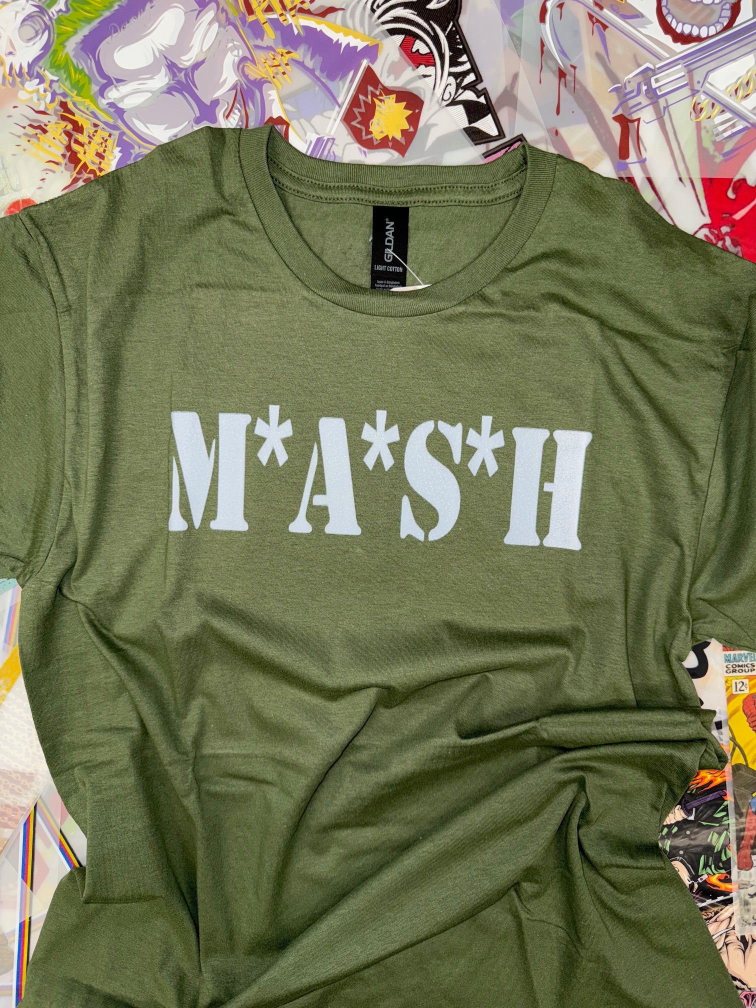 MASH  CLASSIC TV MILITARY GREEN T SHIRT