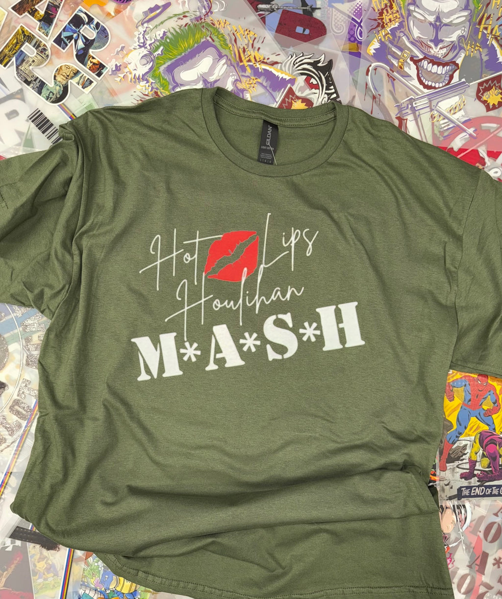 MASH HOT LIPS HOULIHAN GREEN T SHIRT
