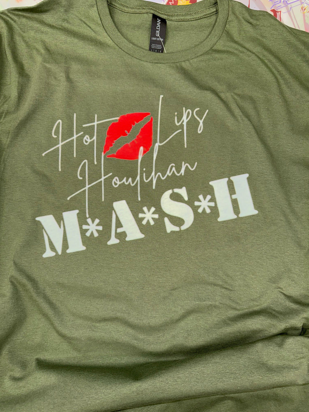 MASH HOT LIPS HOULIHAN GREEN T SHIRT
