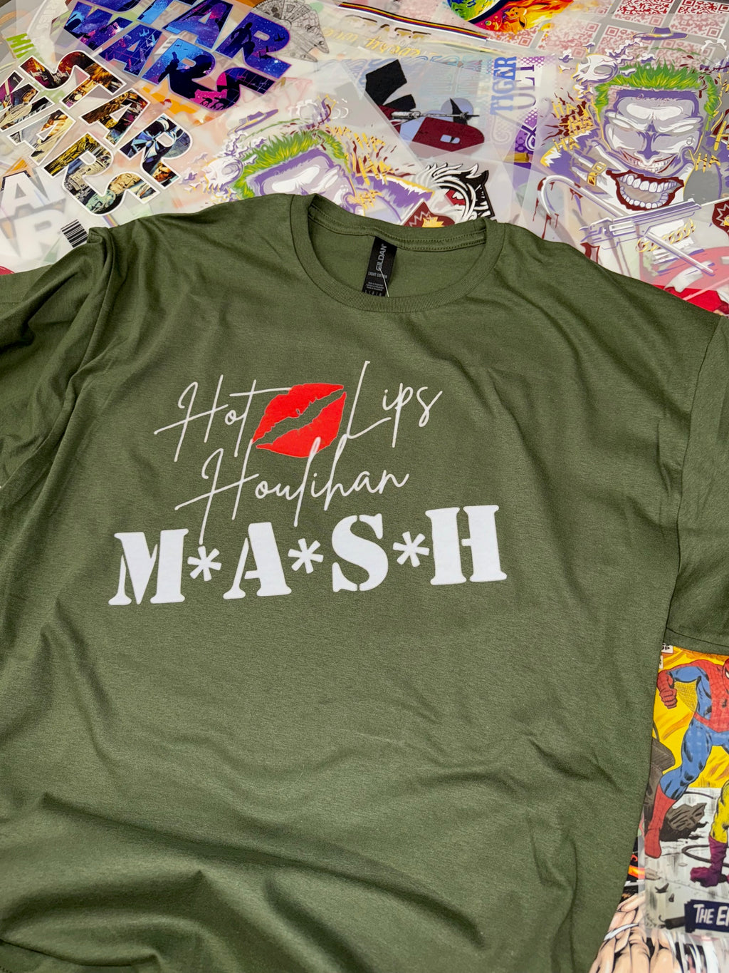MASH HOT LIPS HOULIHAN GREEN T SHIRT