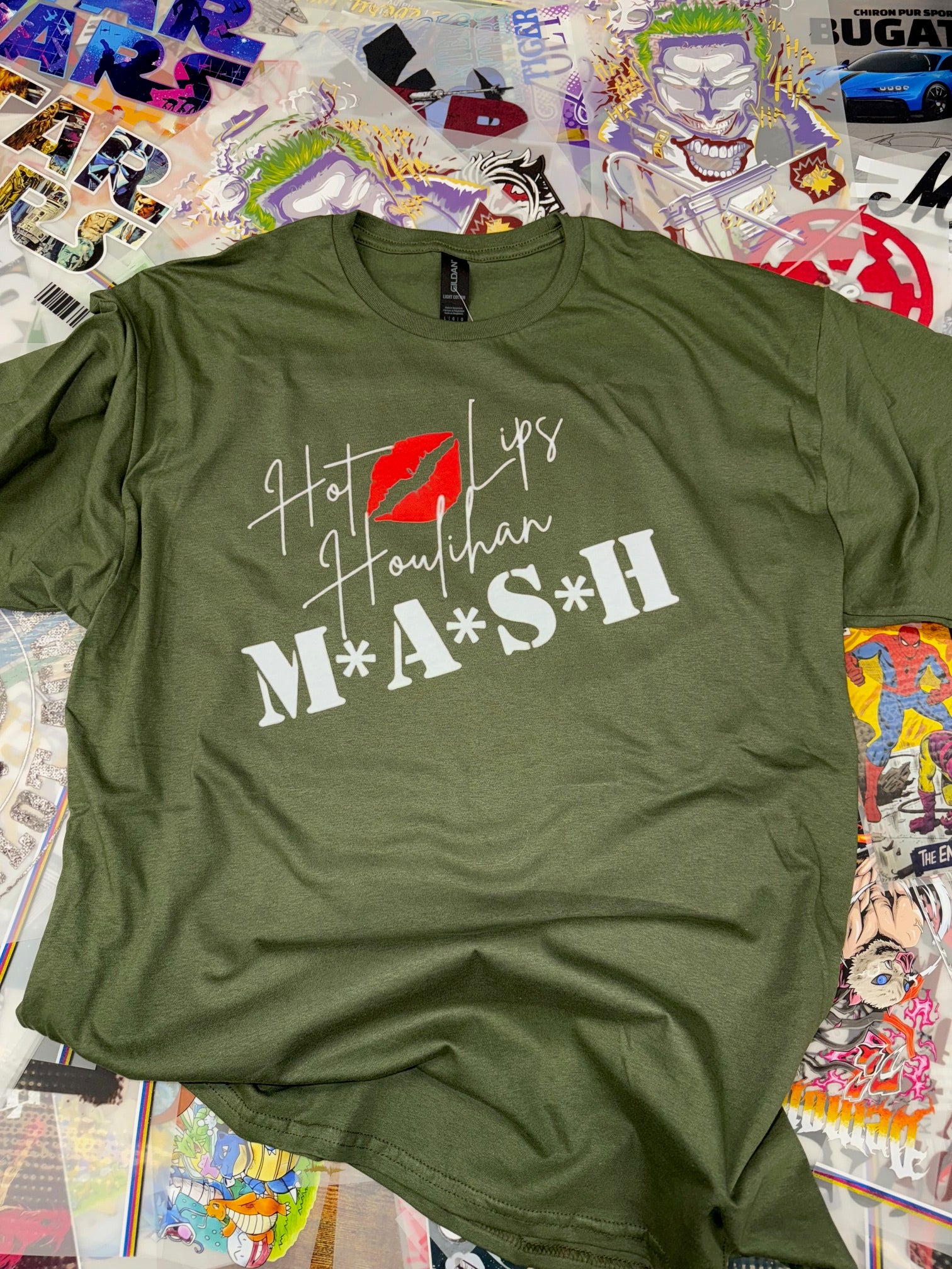 MASH HOT LIPS HOULIHAN GREEN T SHIRT
