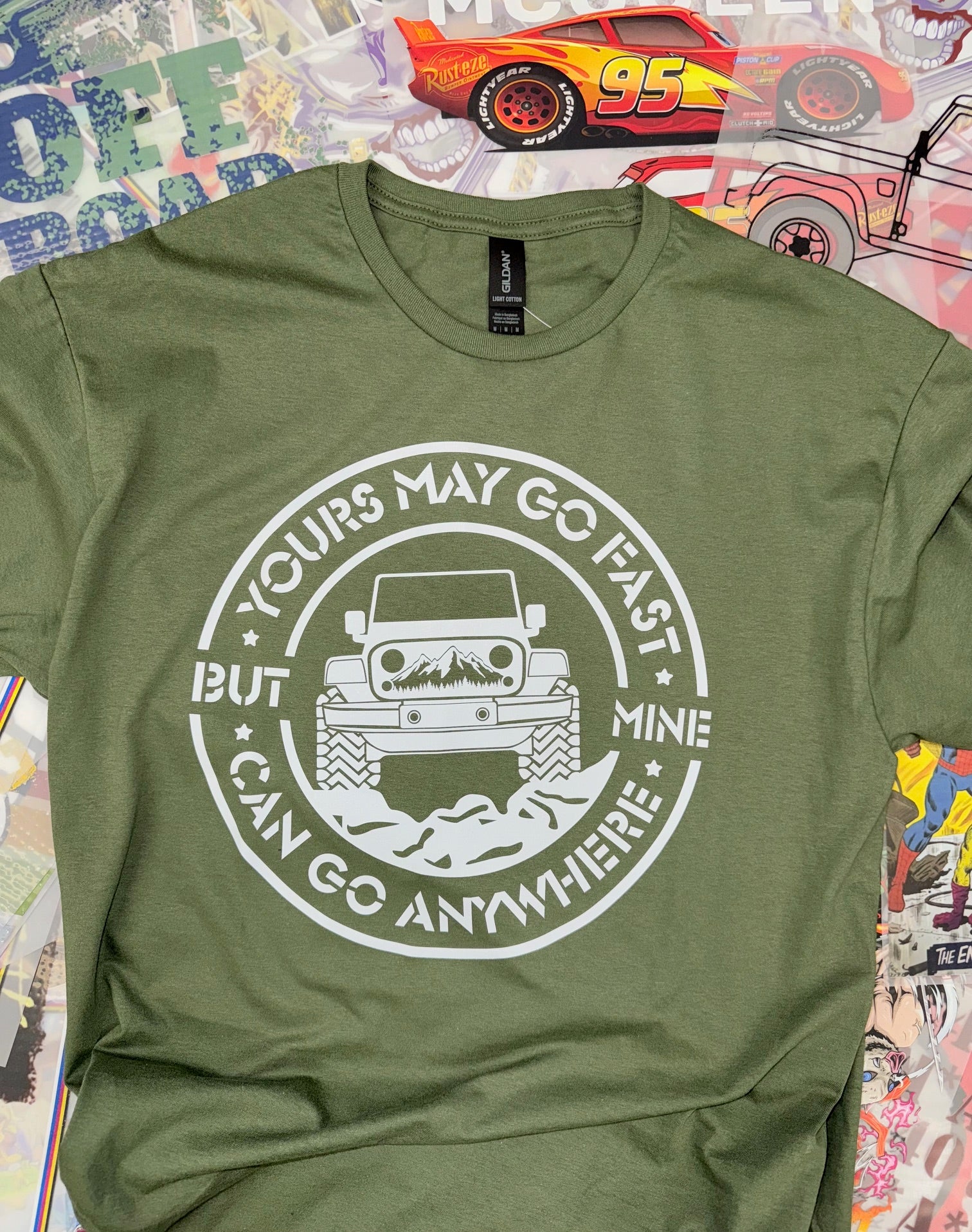 OFF ROAD GO ANYWHERE 4X4 GREEN T SHIRT