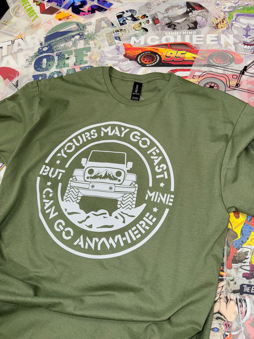 OFF ROAD GO ANYWHERE 4X4 GREEN T SHIRT
