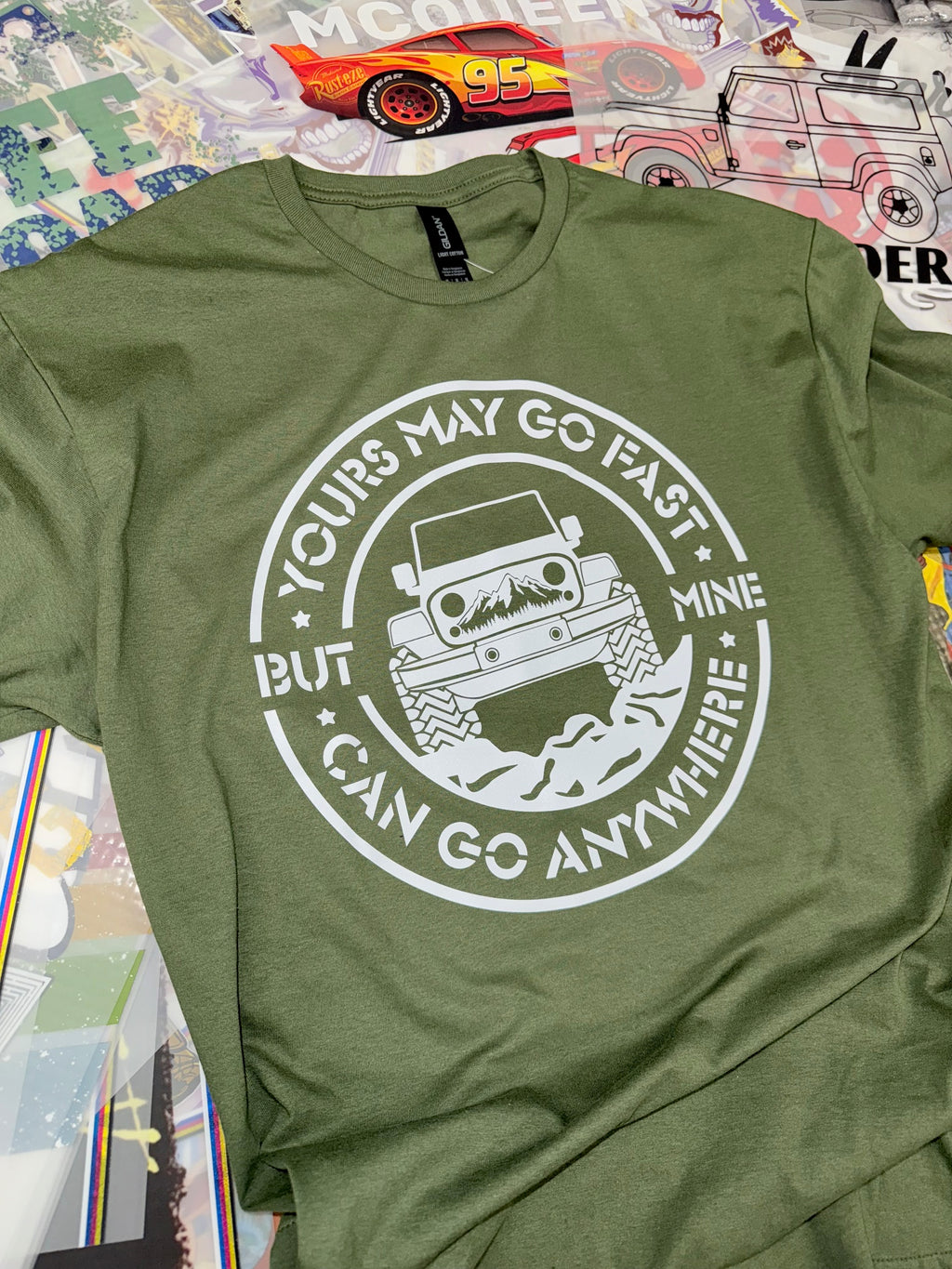 OFF ROAD GO ANYWHERE 4X4 GREEN T SHIRT