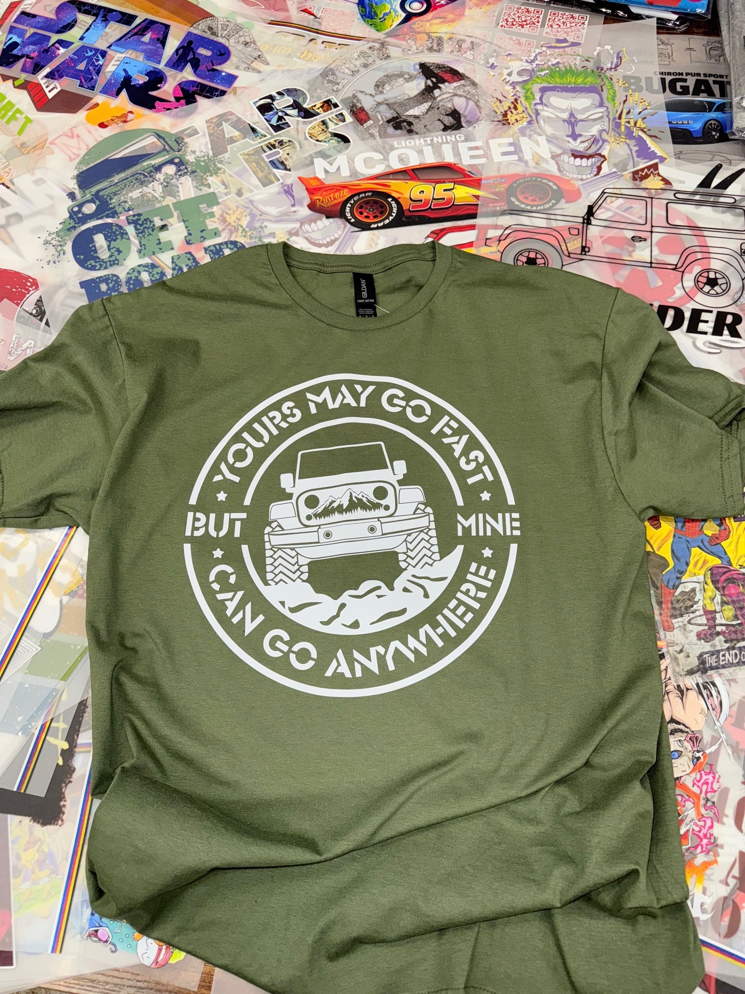 OFF ROAD GO ANYWHERE 4X4 GREEN T SHIRT