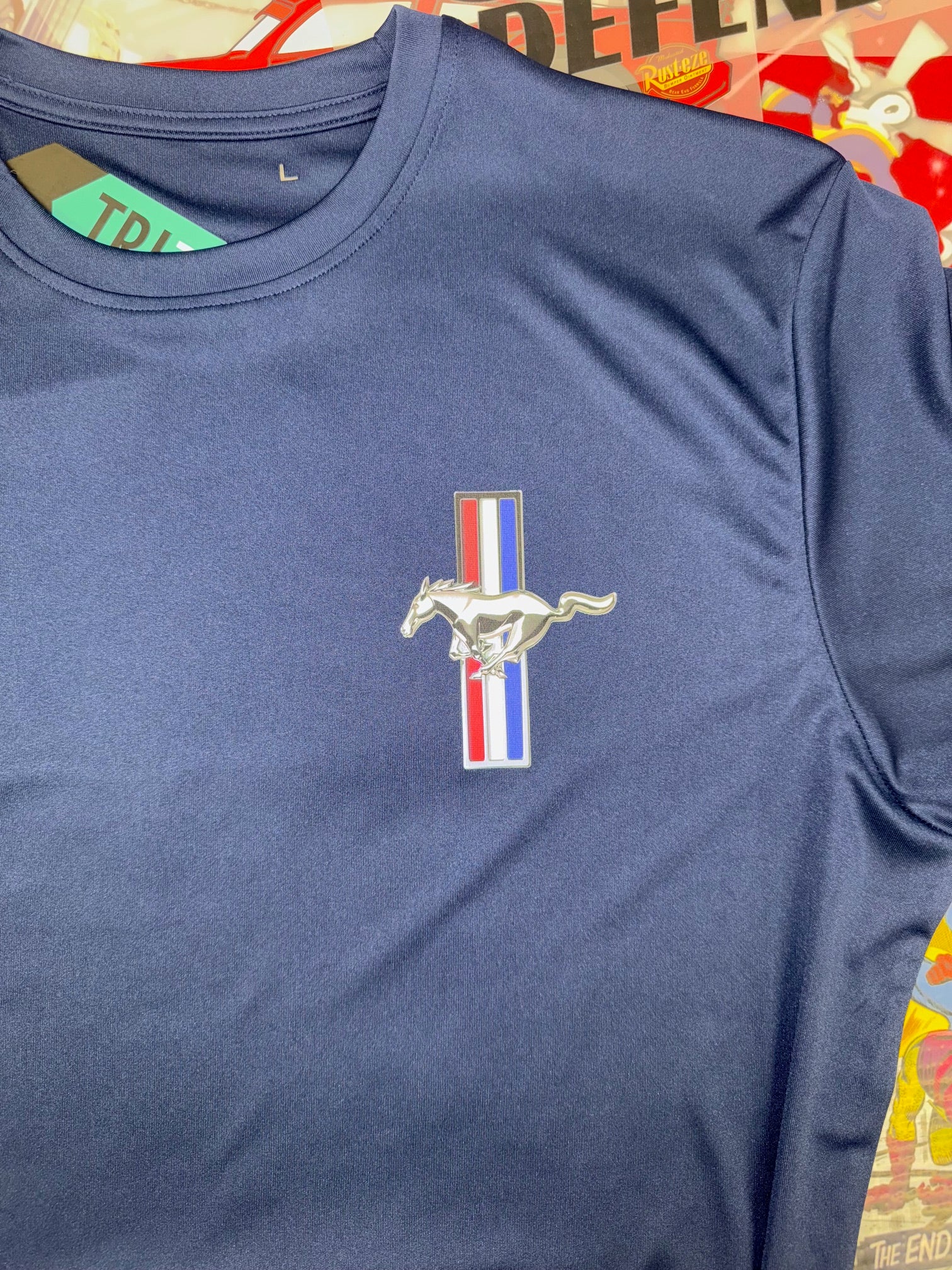 MUSTANG CAR DETAILED BLUE T SHIRT