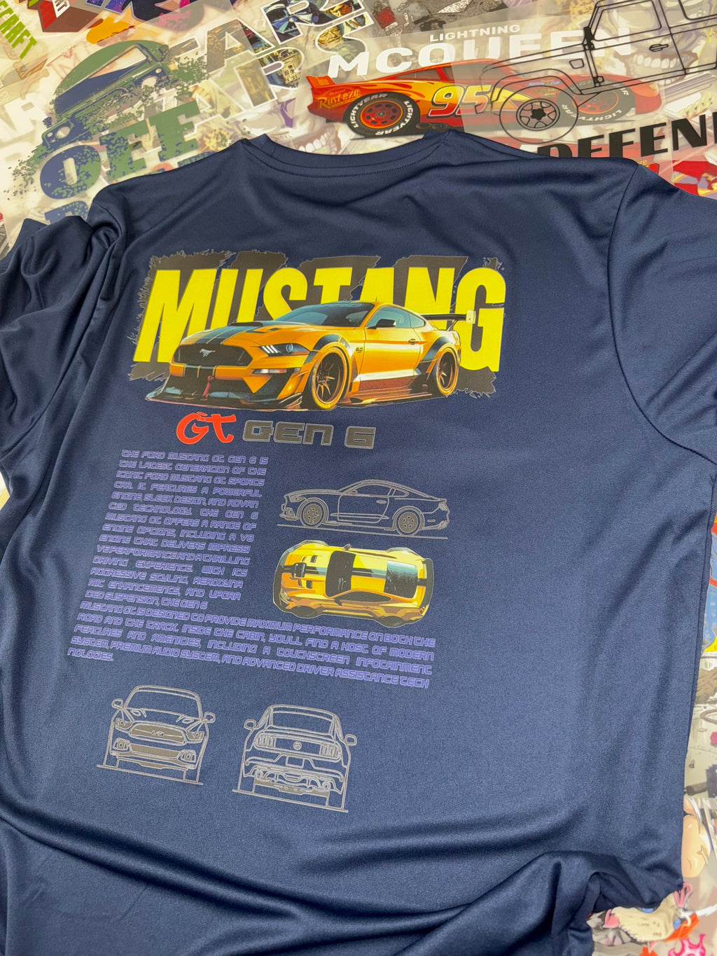 MUSTANG CAR DETAILED BLUE T SHIRT