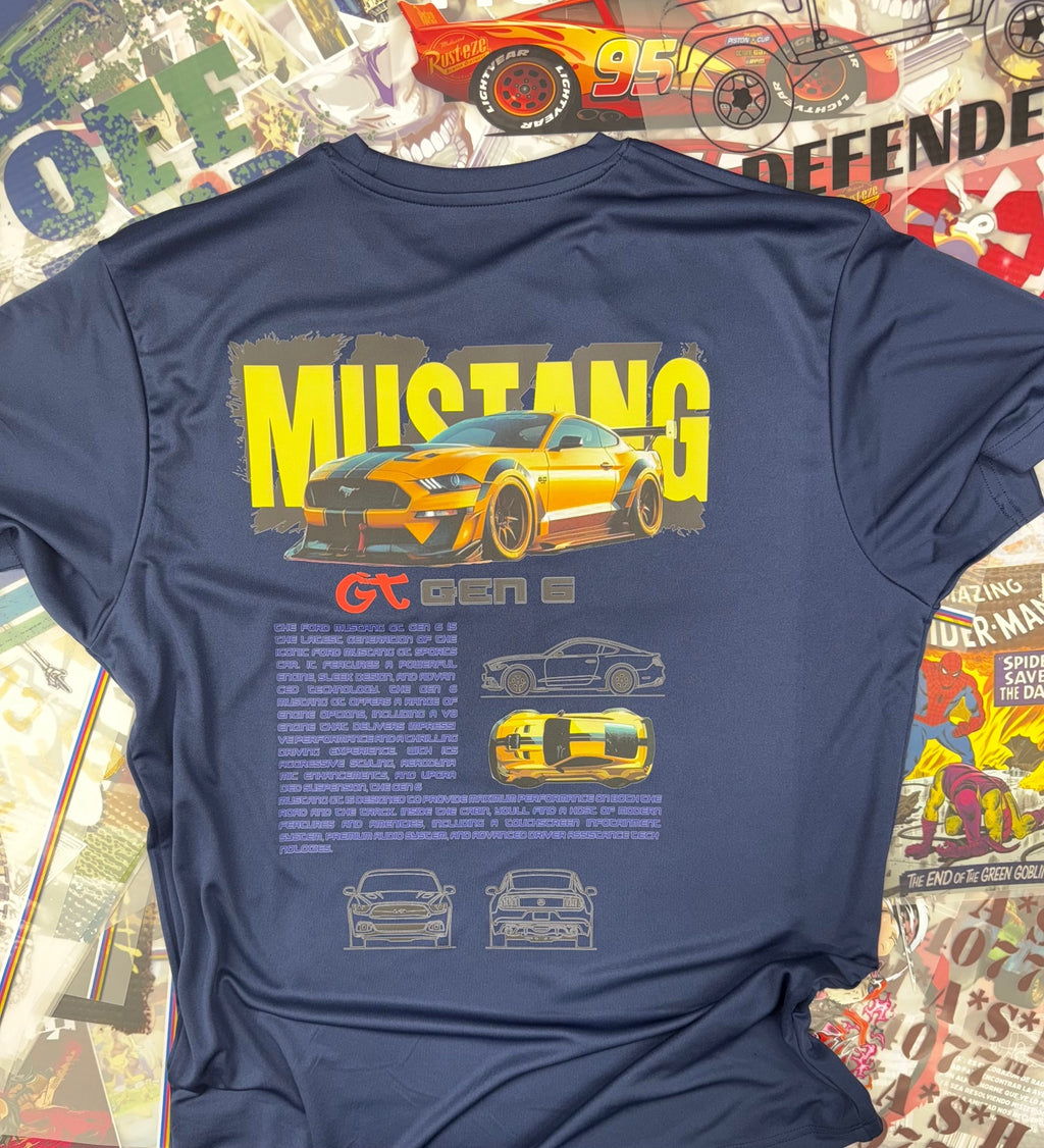 MUSTANG CAR DETAILED BLUE T SHIRT
