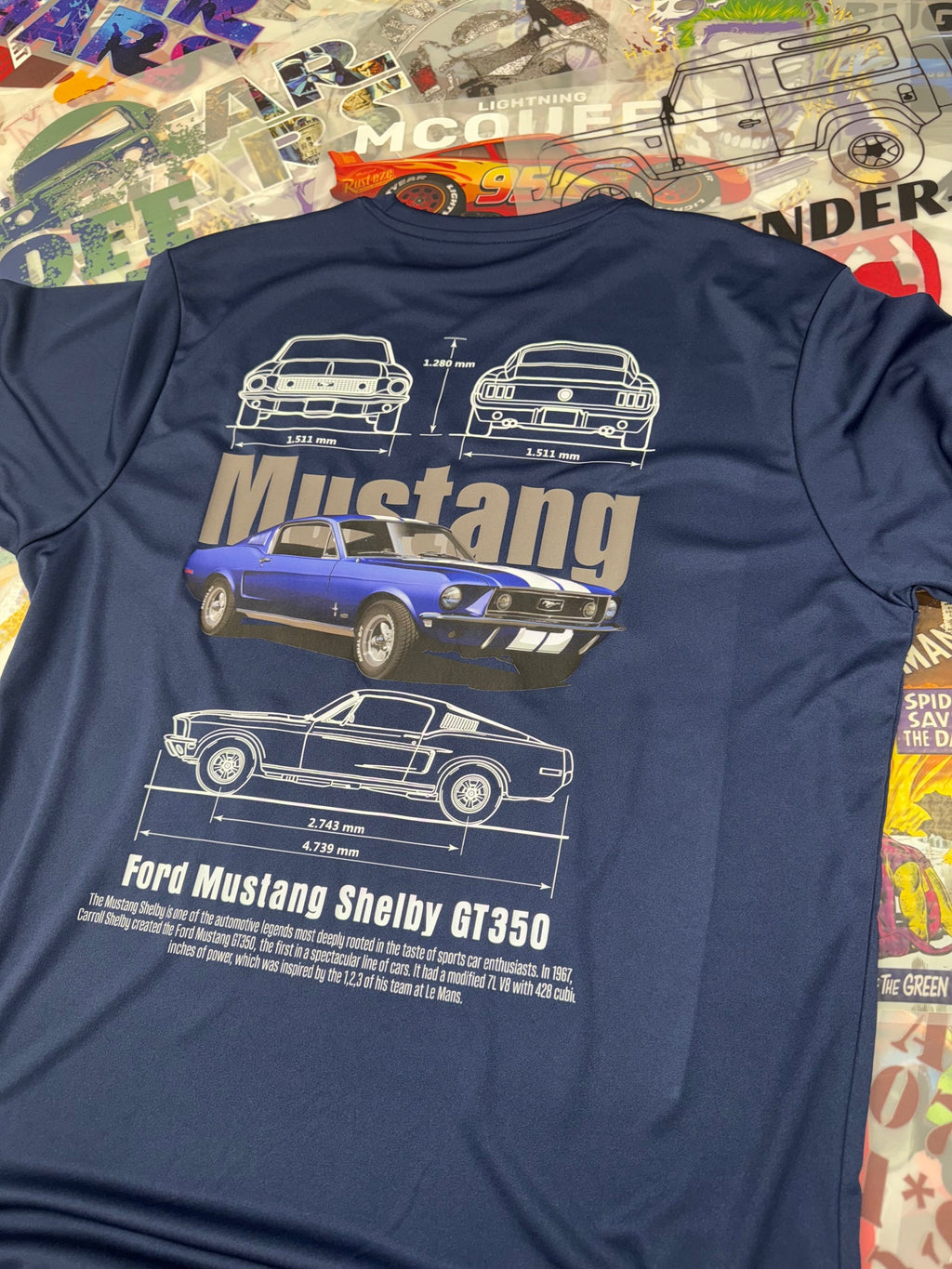 FORD MUSTANG SHELBY DETAILED BLUE T SHIRT