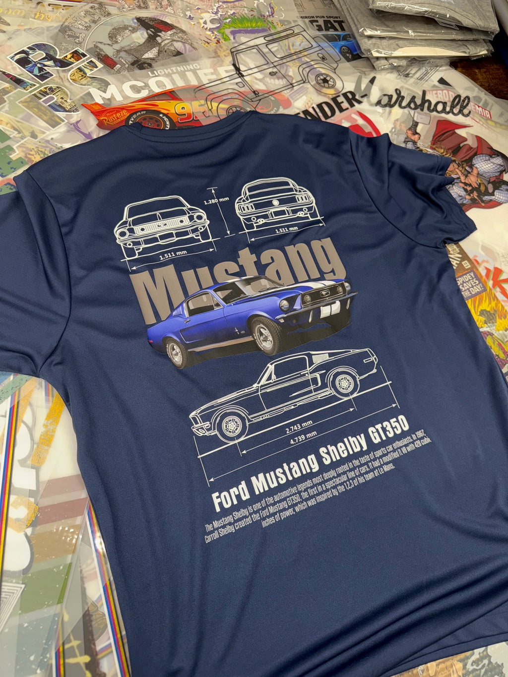 FORD MUSTANG SHELBY DETAILED BLUE T SHIRT