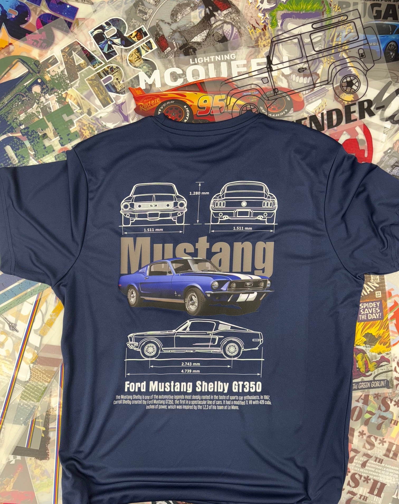FORD MUSTANG SHELBY DETAILED BLUE T SHIRT