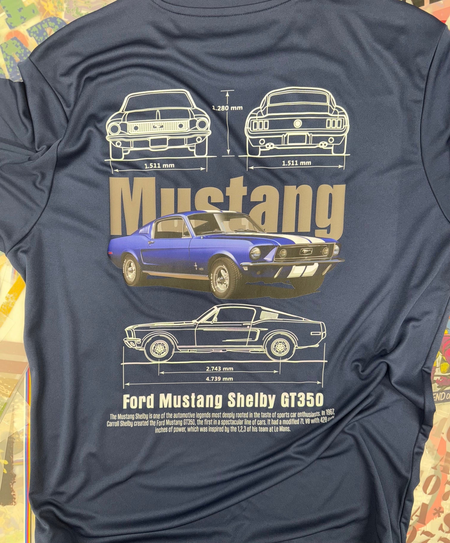 FORD MUSTANG SHELBY DETAILED BLUE T SHIRT