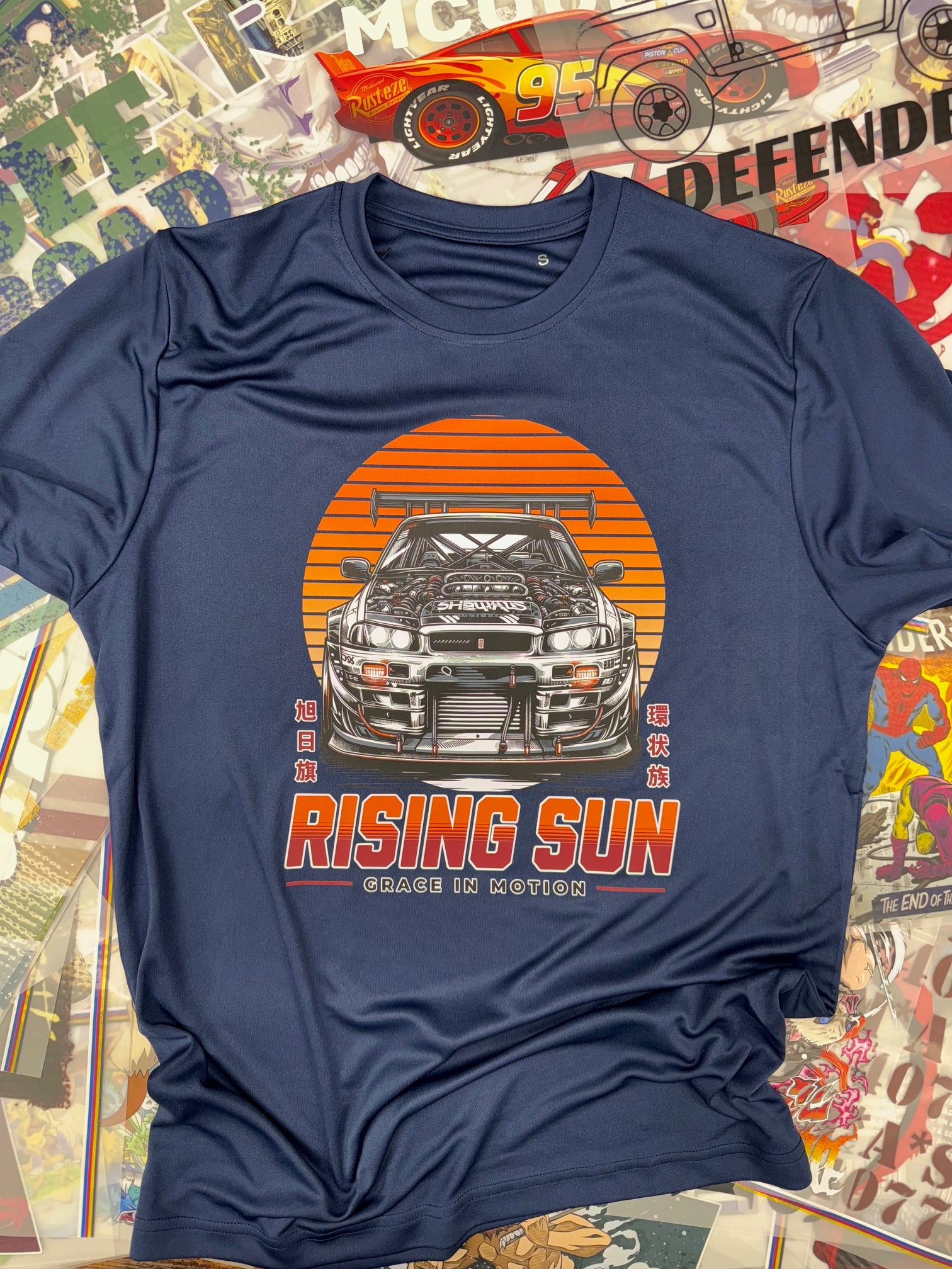 JAPANESE SUPERCAR RISING SUN BLUE T SHIRT