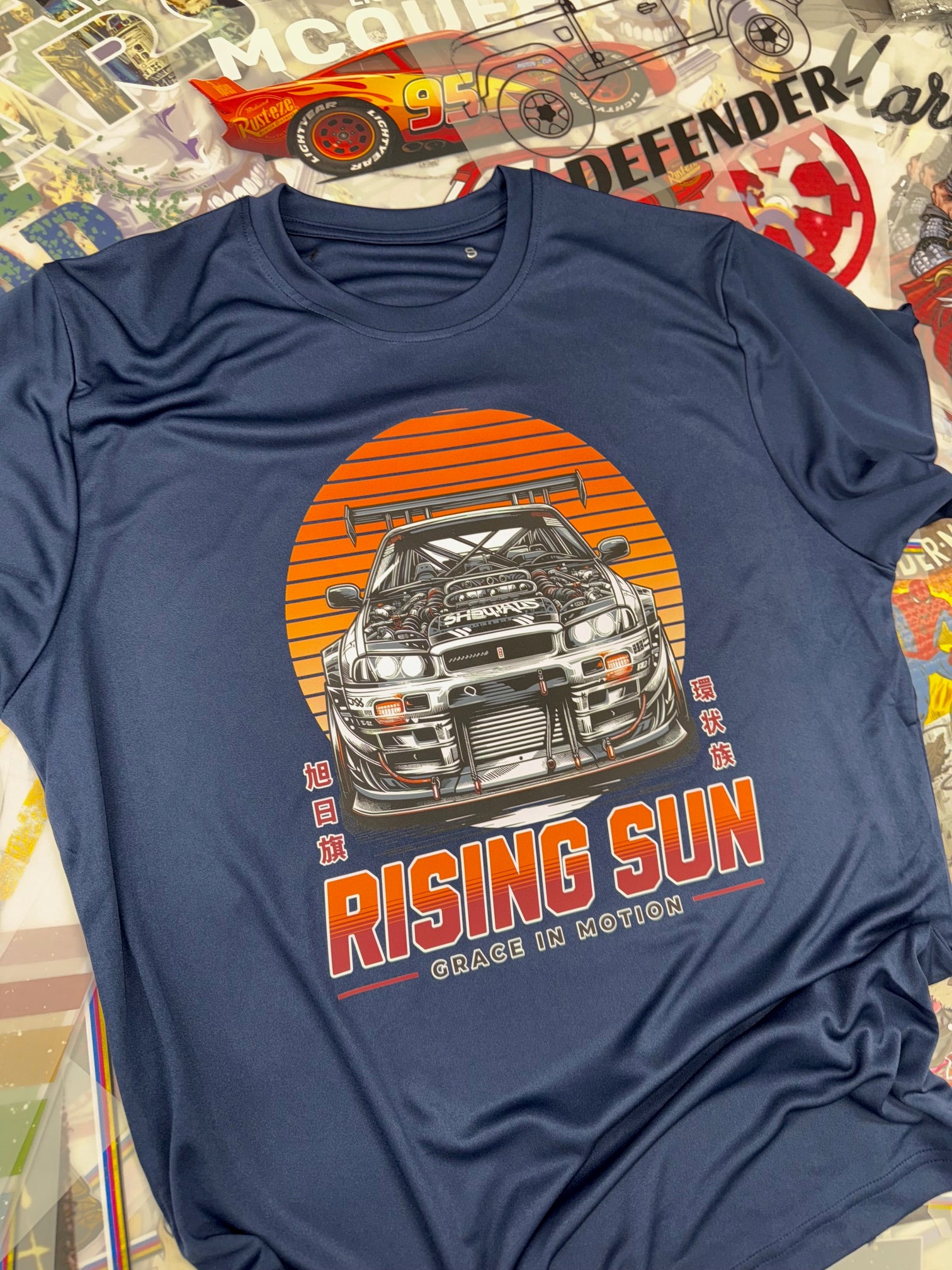 JAPANESE SUPERCAR RISING SUN BLUE T SHIRT
