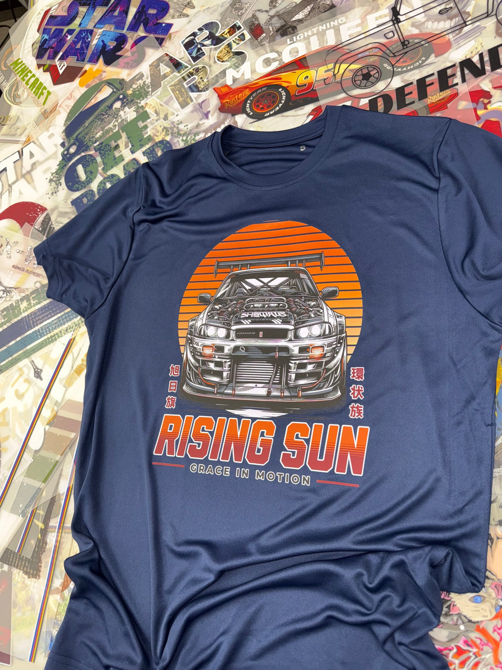 JAPANESE SUPERCAR RISING SUN BLUE T SHIRT