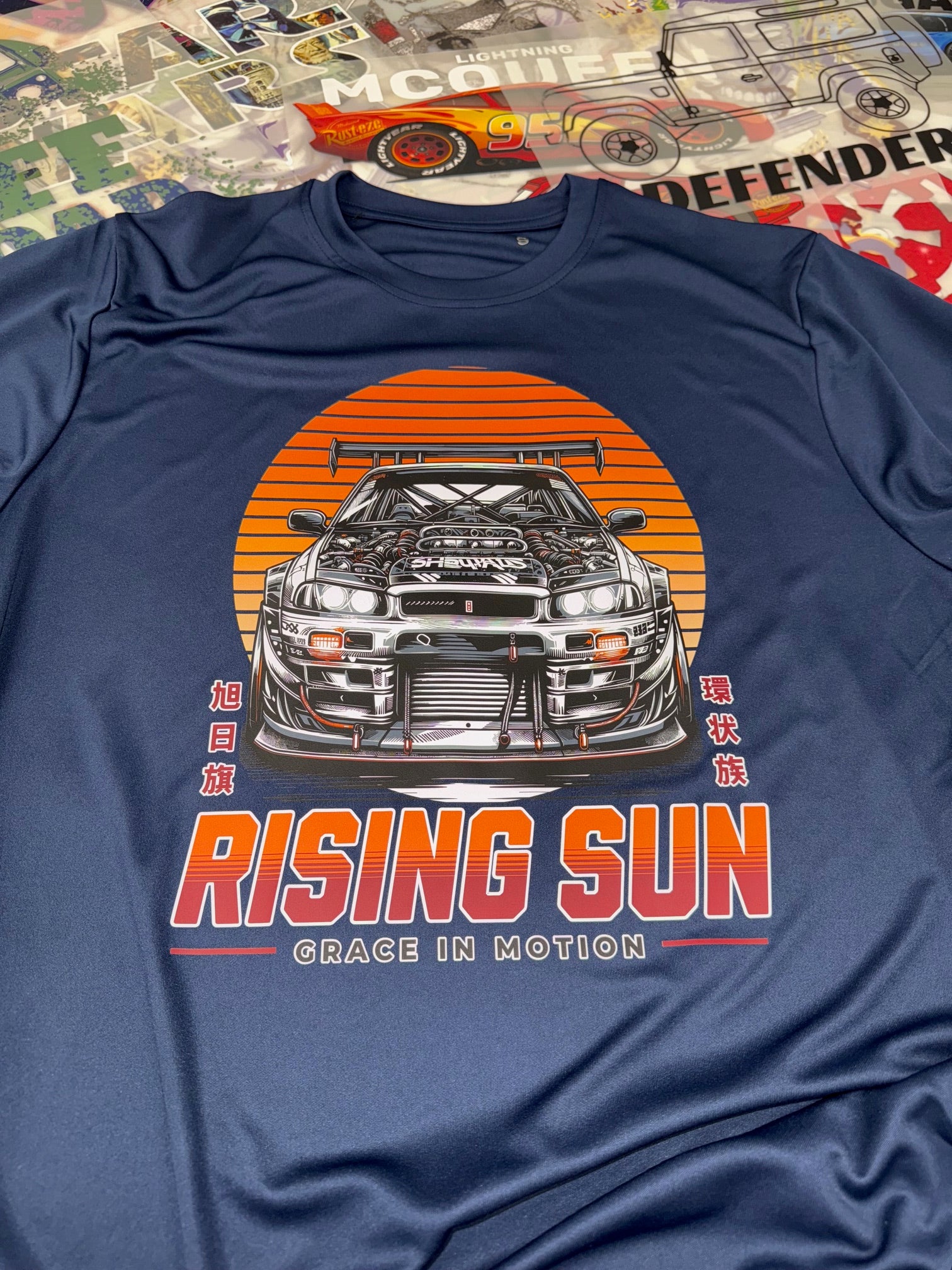 JAPANESE SUPERCAR RISING SUN BLUE T SHIRT