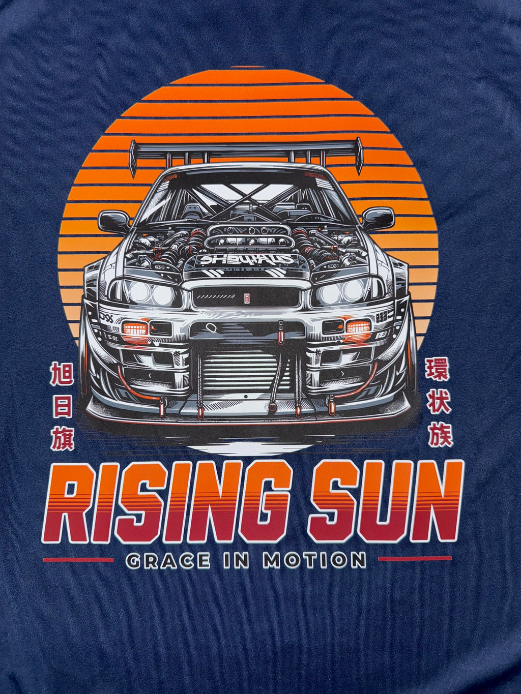 JAPANESE SUPERCAR RISING SUN BLUE T SHIRT