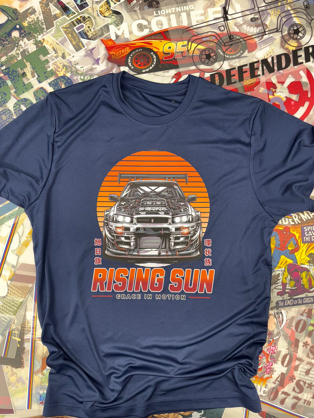 JAPANESE SUPERCAR RISING SUN BLUE T SHIRT