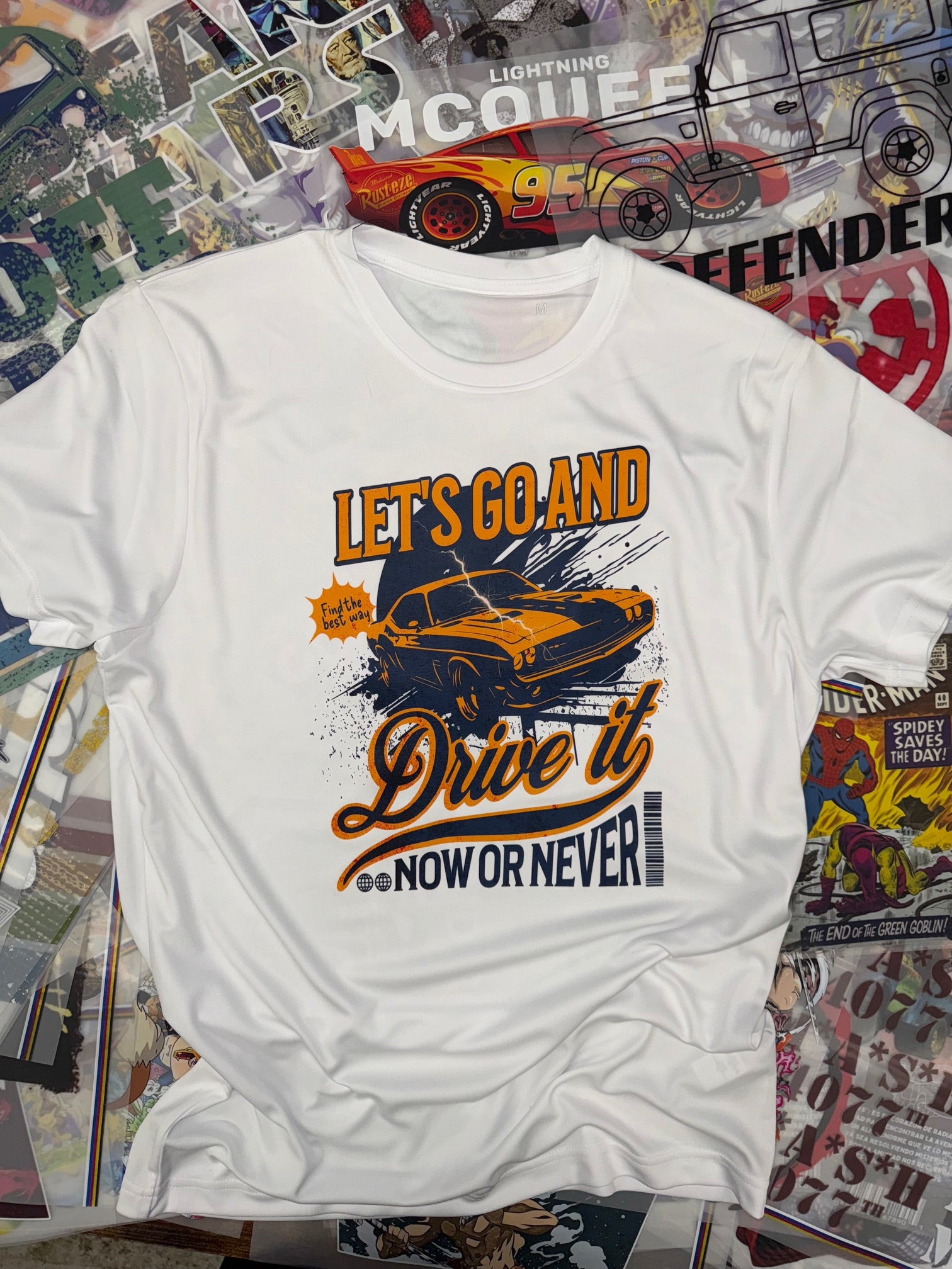 DRIVE IT NOW OR NEVER CAR WHITE T SHIRT