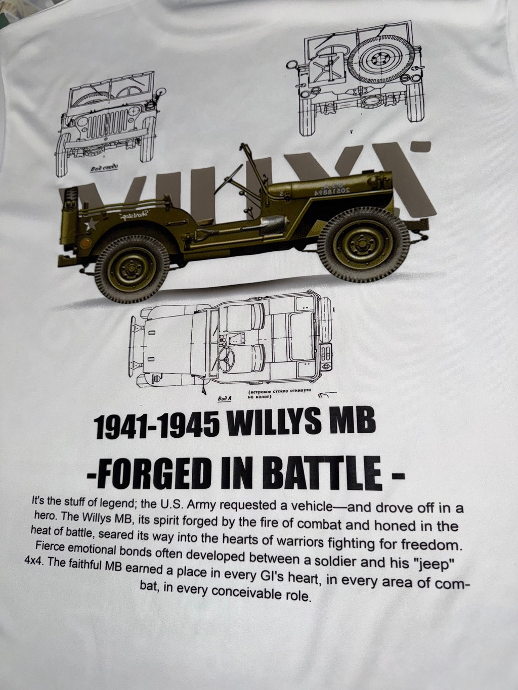 WILLYS JEEP DETAILED WHITE T SHIRT