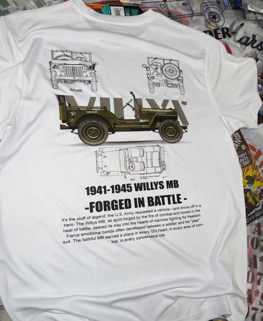 WILLYS JEEP DETAILED WHITE T SHIRT