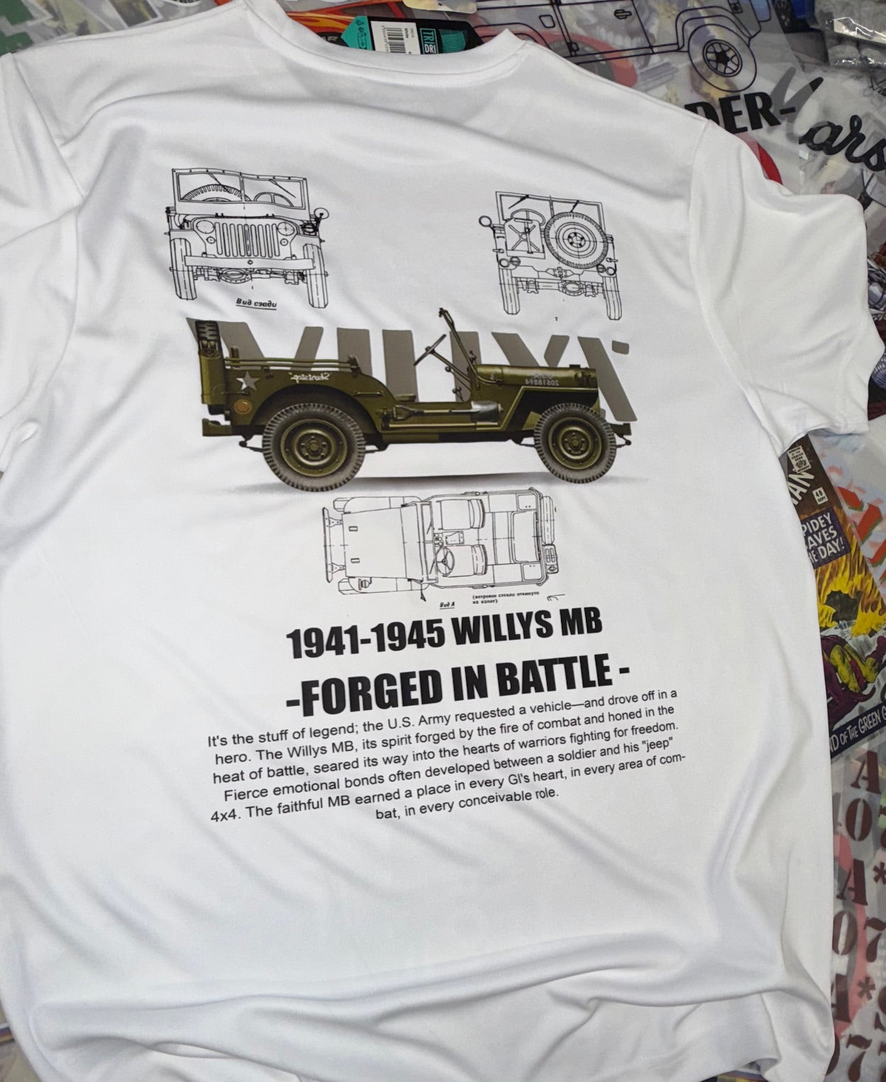 WILLYS JEEP DETAILED WHITE T SHIRT