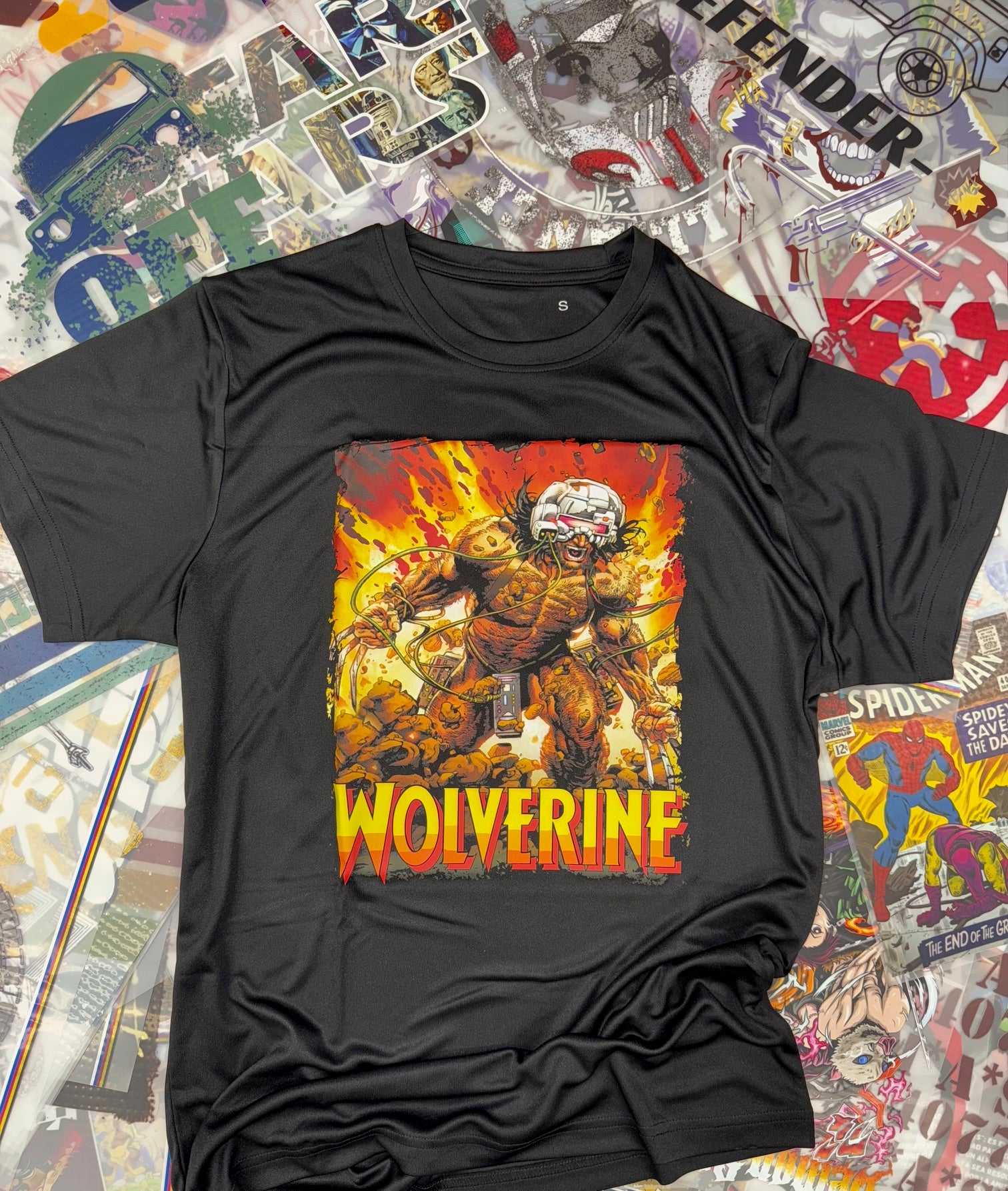 WOLVERINE COMIC BOOK STYLE BLACK T SHIRT