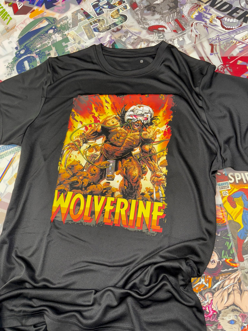 WOLVERINE COMIC BOOK STYLE BLACK T SHIRT