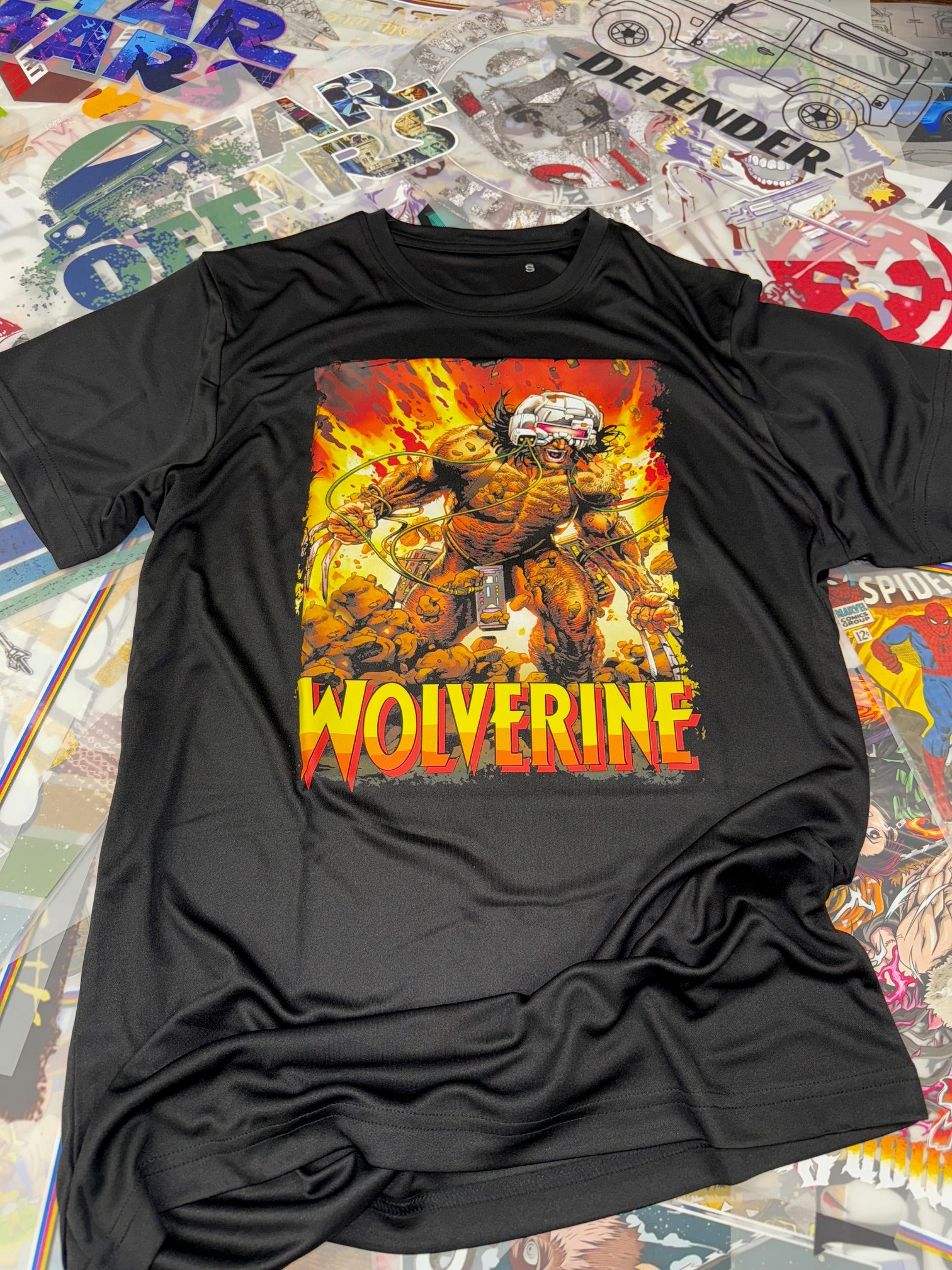 WOLVERINE COMIC BOOK STYLE BLACK T SHIRT
