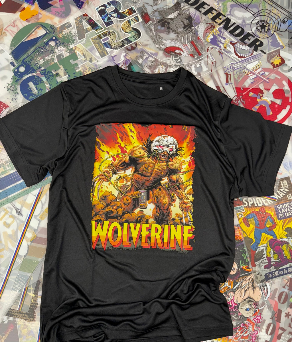 WOLVERINE COMIC BOOK STYLE BLACK T SHIRT