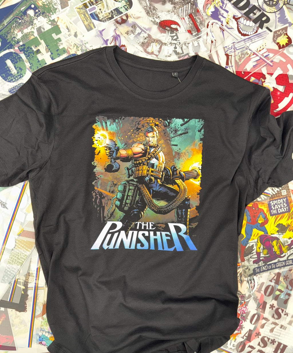 PUNISHER COMIC BOOK STYLE BLACK T SHIRT